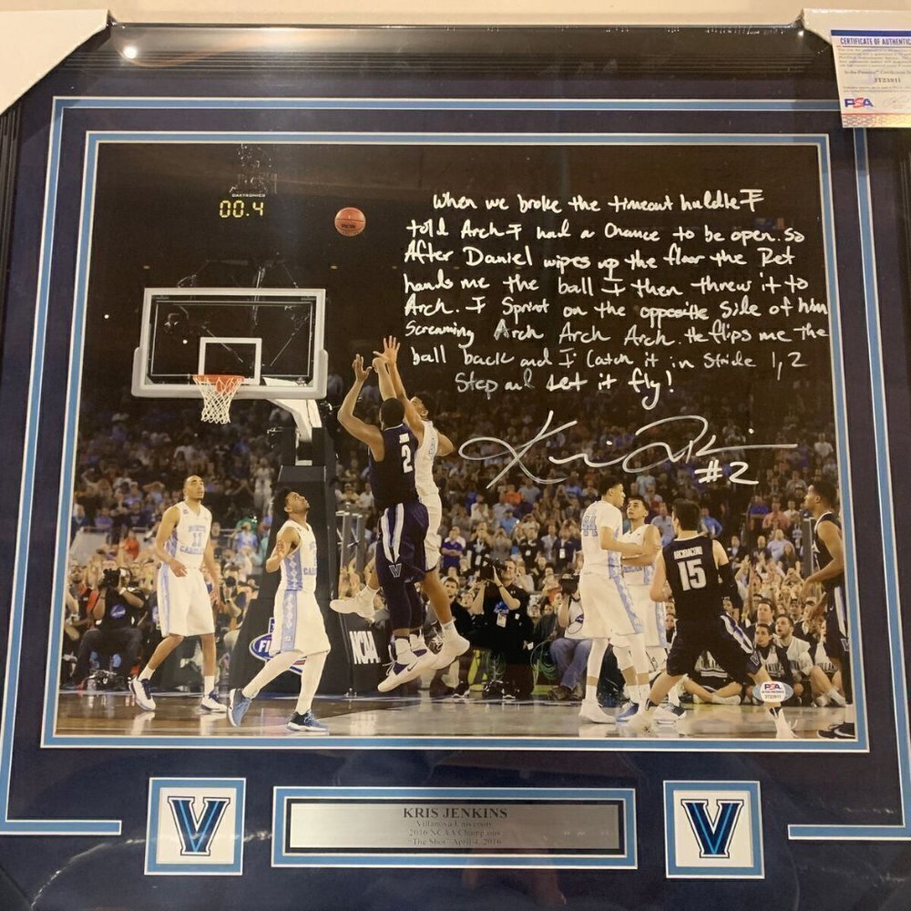 Kris Jenkins Autograph Signed Villanova 2016 Champs Written Story Framed JSA